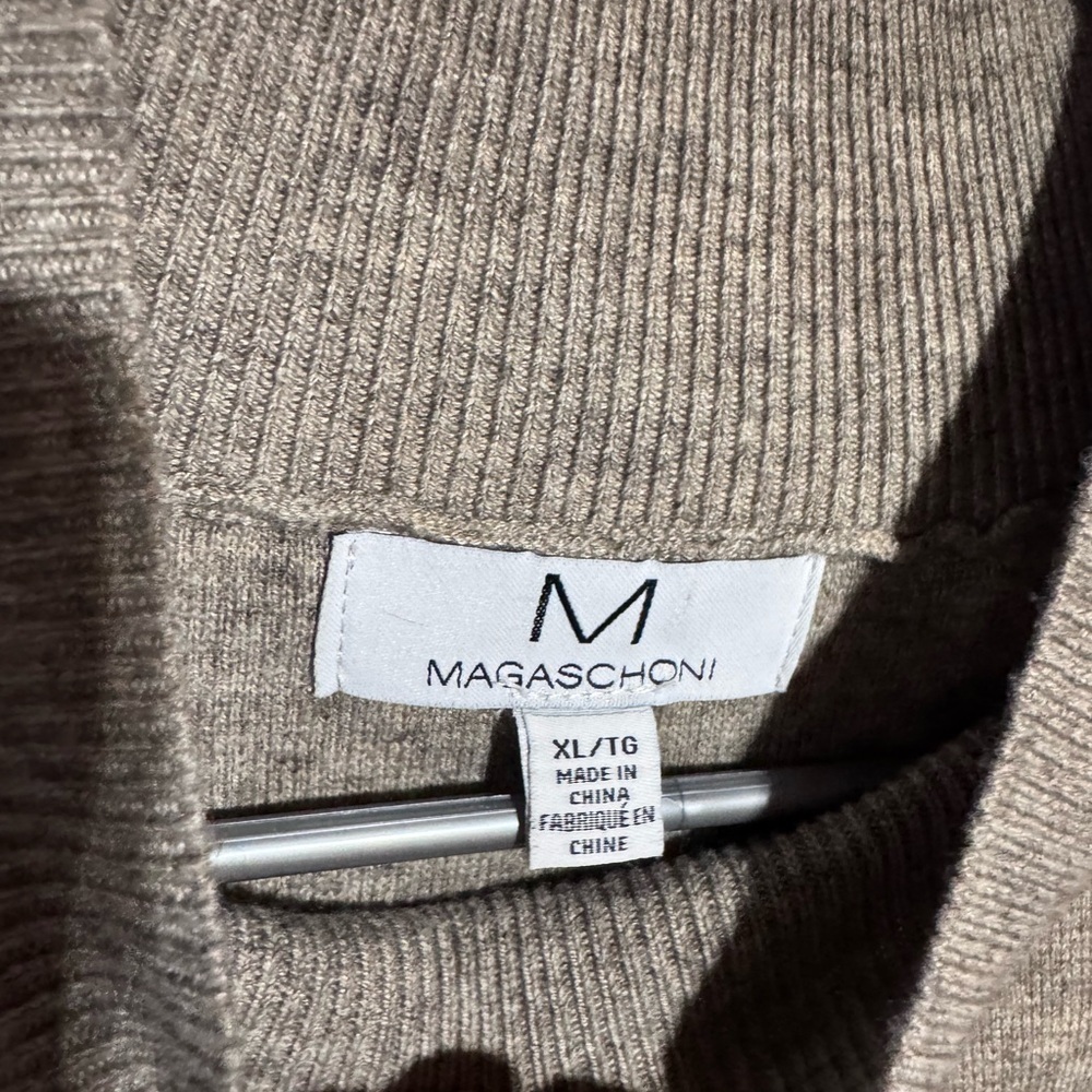 Magaschoni tan mock neck knit split hem sweater Size XL - Picture 3 of 7